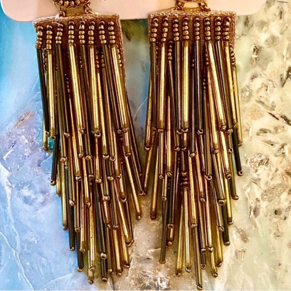 🌺🎉HP🎉🌺 NWT Deepa Beaded Gold Statement Earrings - Picture 12 of 16